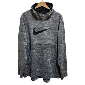 Nike Dry Fit Hoodie Mens 2XL Gray Black Center Swoosh Spotlight Pullover Pocket